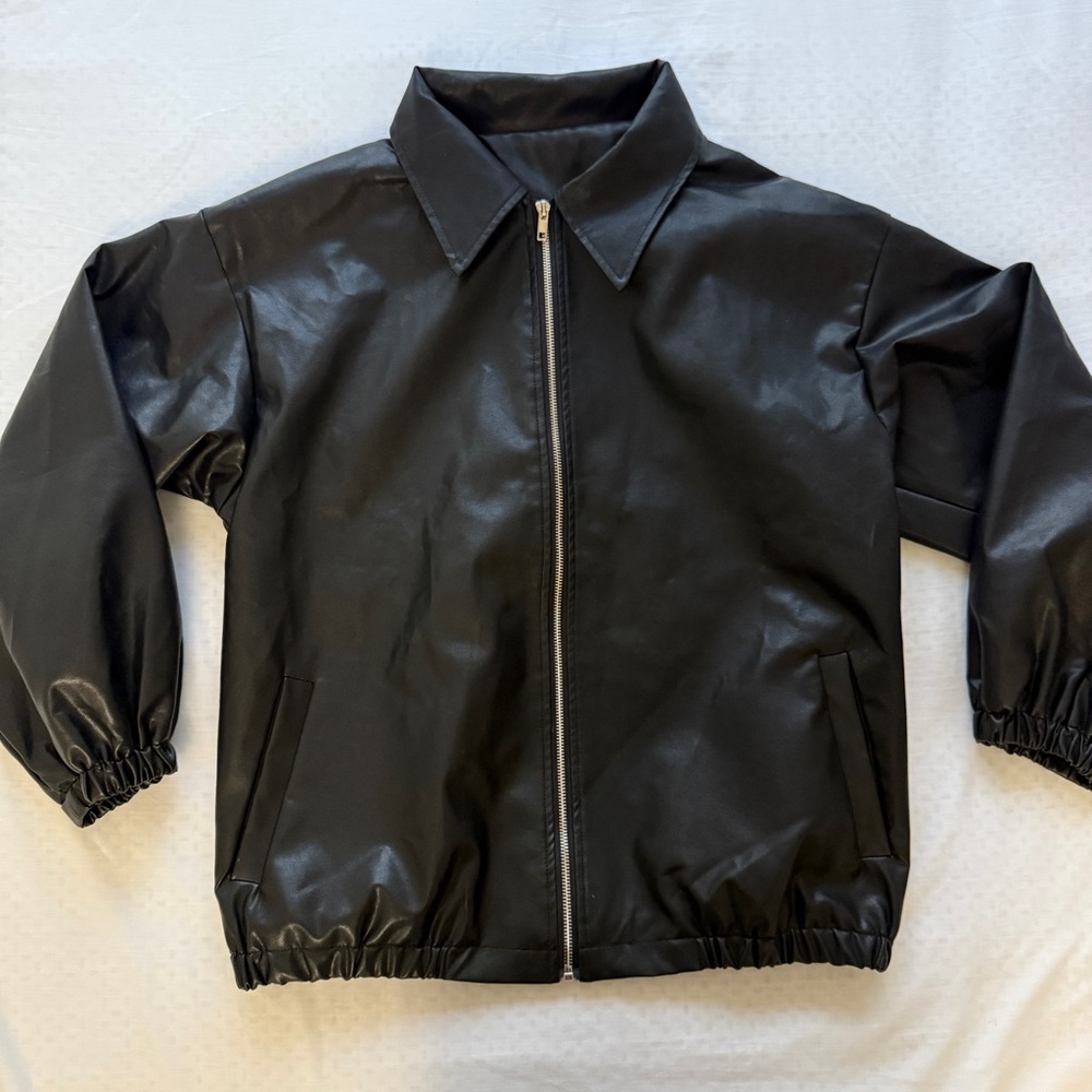 Classic Oversized Black Leather Jacket